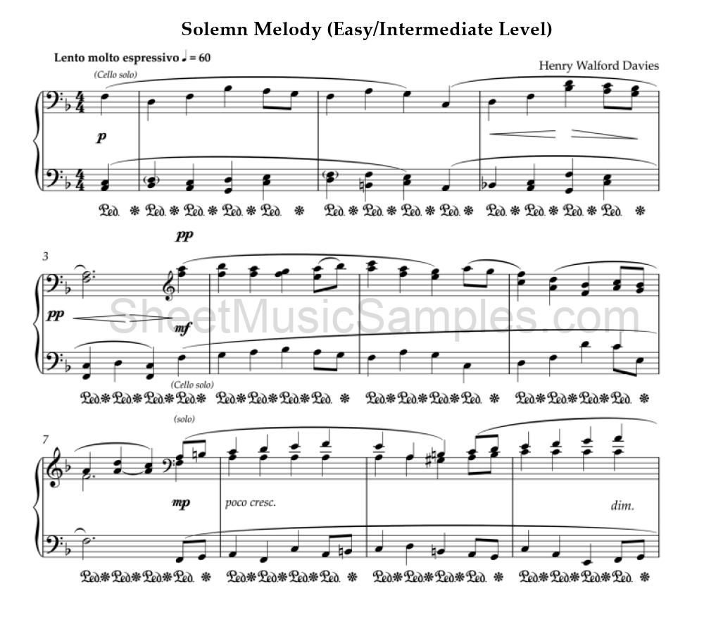 Solemn Melody (Easy/Intermediate Level)