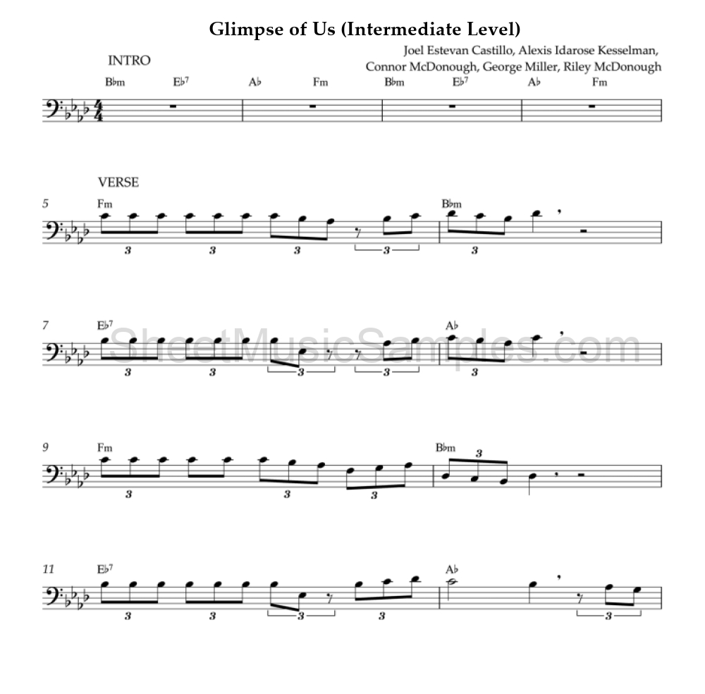 Glimpse of Us (Intermediate Level)