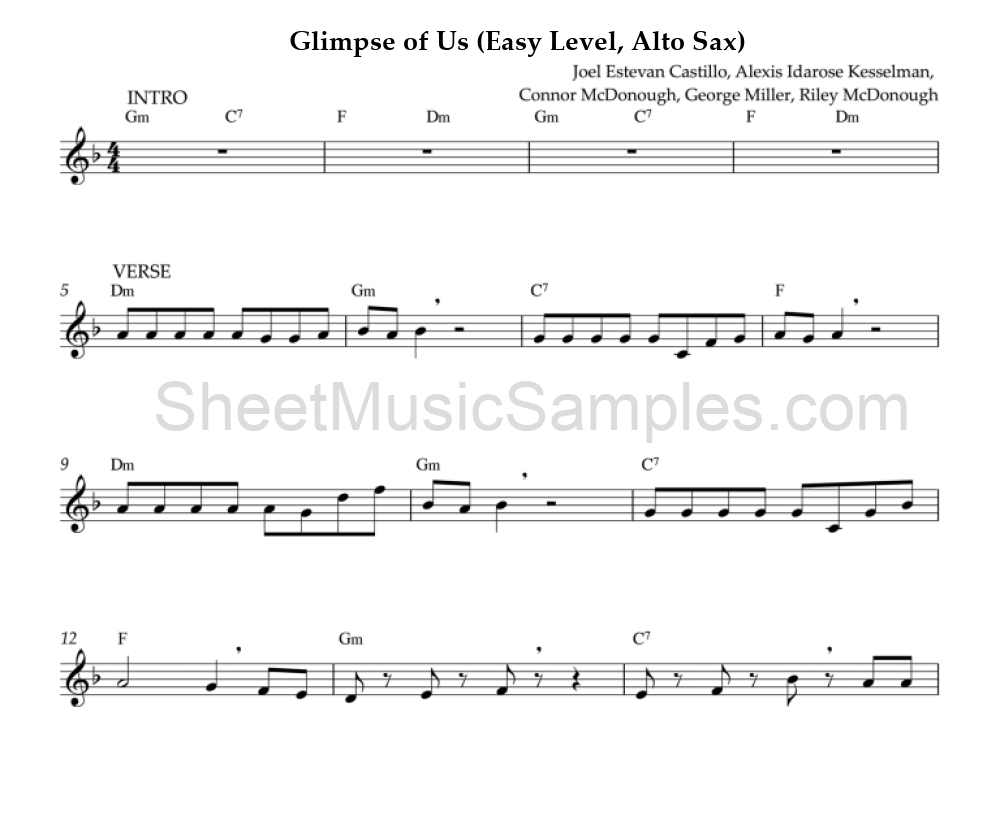 Glimpse of Us (Easy Level, Alto Sax)