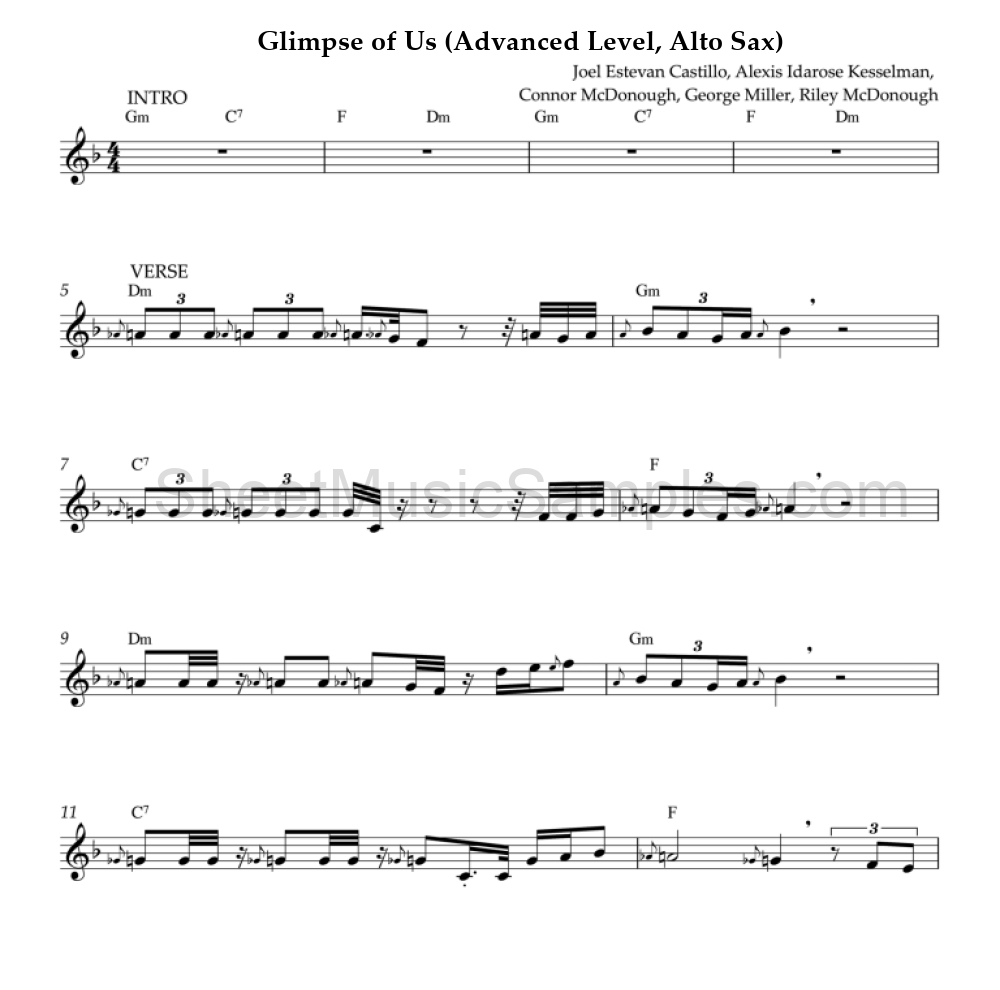 Glimpse of Us (Advanced Level, Alto Sax)