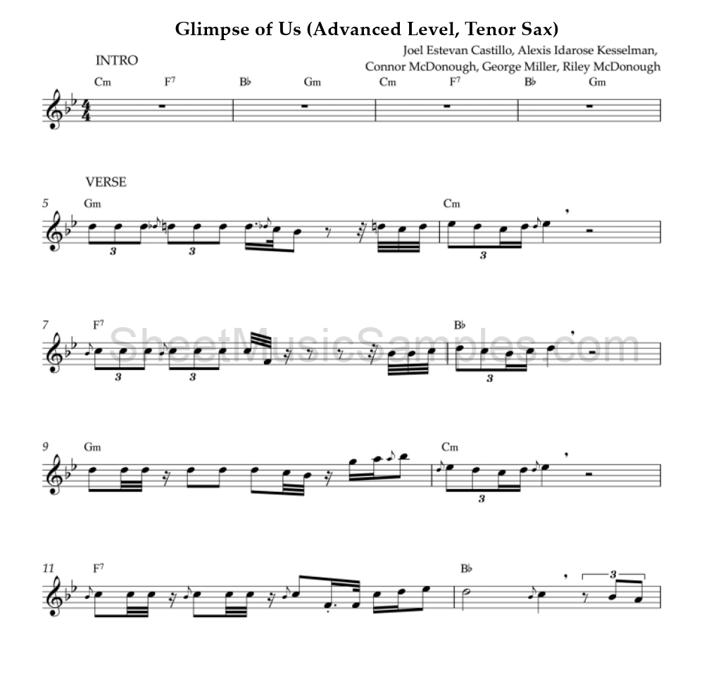 Glimpse of Us (Advanced Level, Tenor Sax)