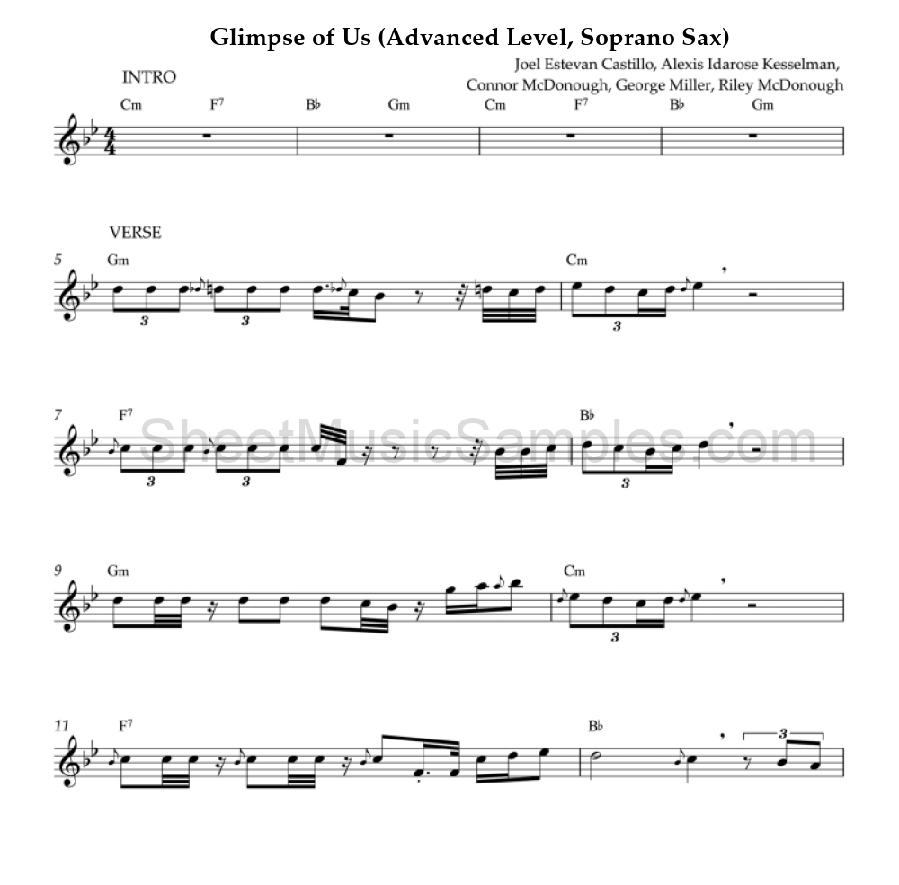 Glimpse of Us (Advanced Level, Soprano Sax)