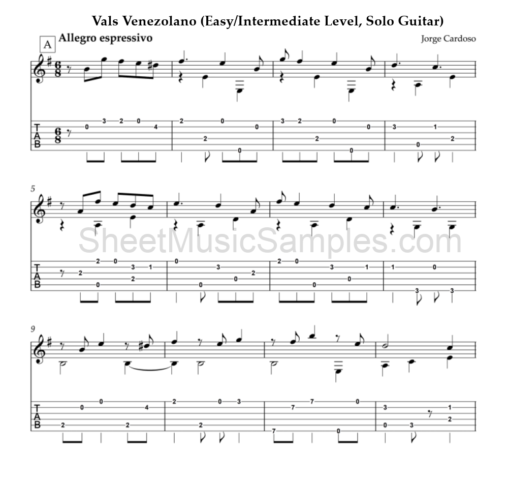 Vals Venezolano (Easy/Intermediate Level, Solo Guitar)