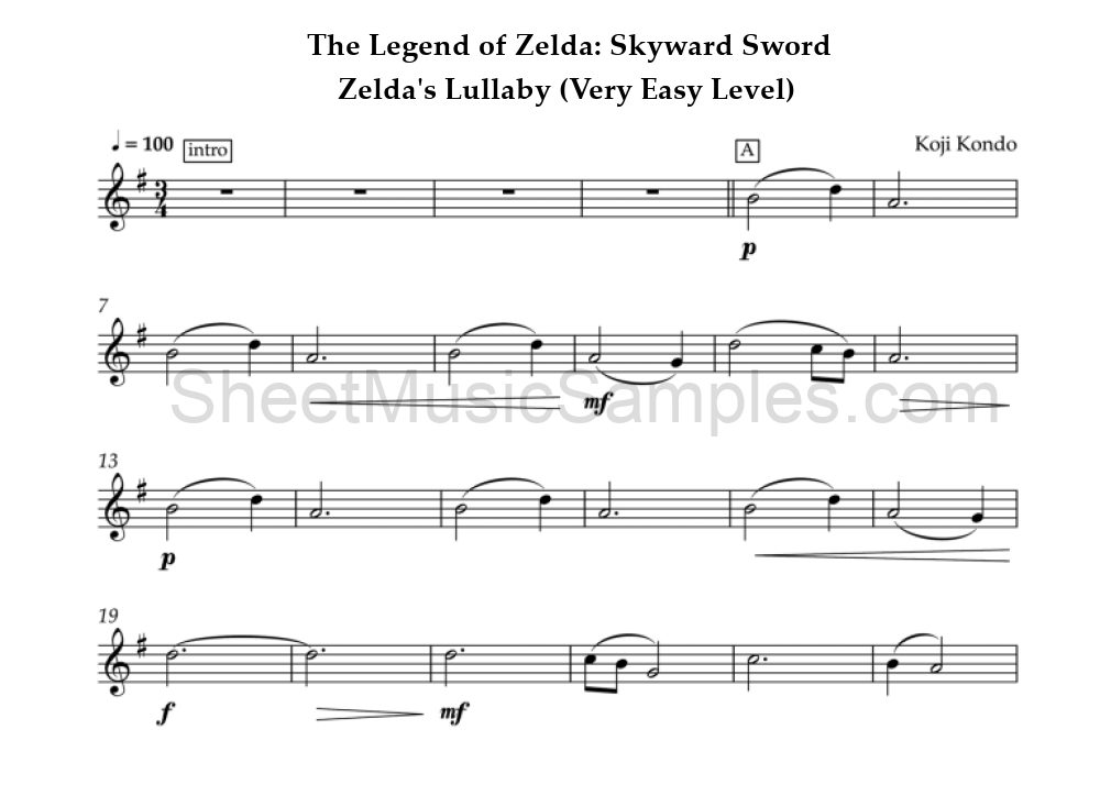 The Legend of Zelda: Skyward Sword - Zelda's Lullaby (Very Easy Level)