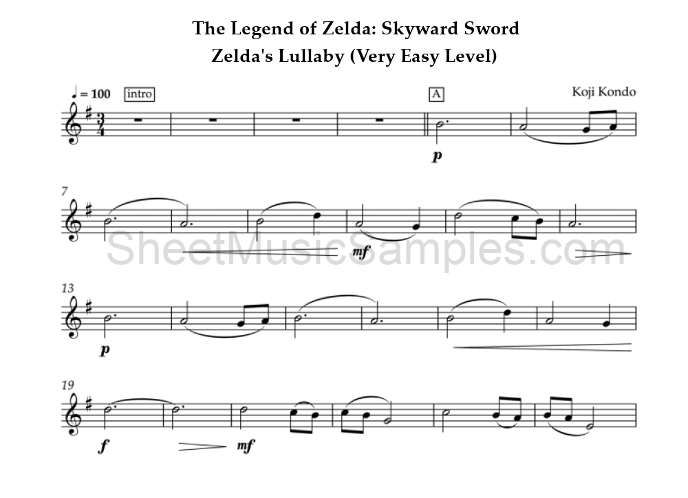 The Legend of Zelda: Skyward Sword - Zelda's Lullaby (Very Easy Level)