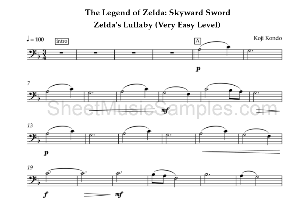 The Legend of Zelda: Skyward Sword - Zelda's Lullaby (Very Easy Level)