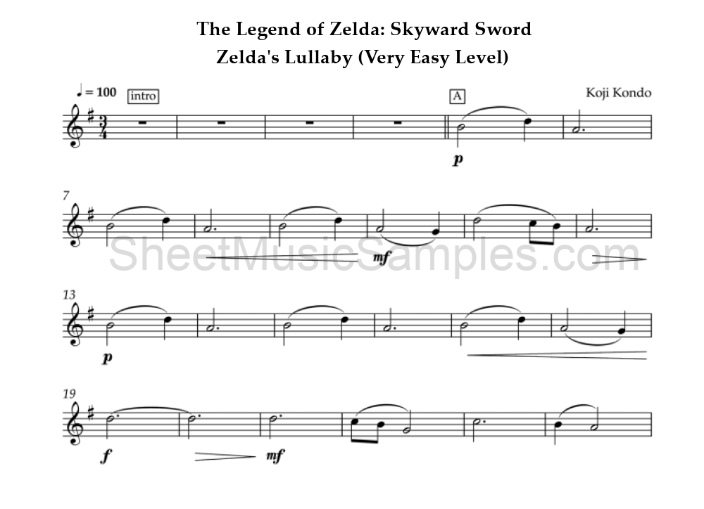 The Legend of Zelda: Skyward Sword - Zelda's Lullaby (Very Easy Level)