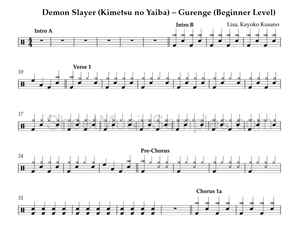 Demon Slayer (Kimetsu no Yaiba) – Gurenge (Beginner Level)