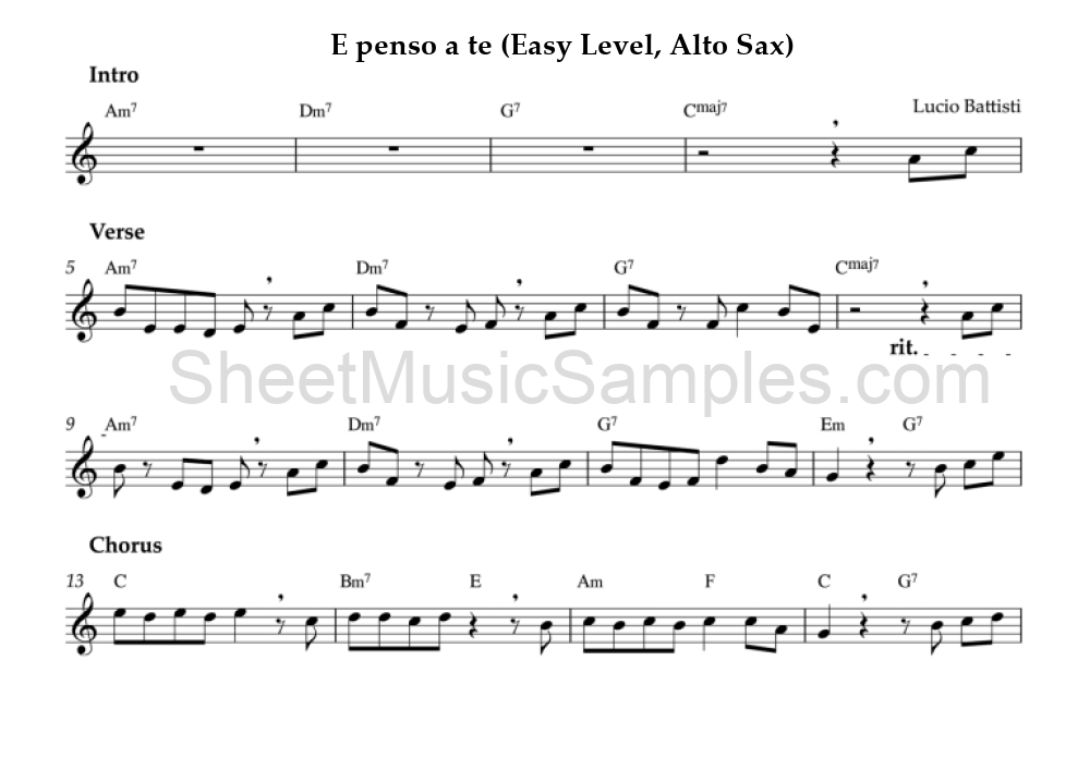 E penso a te (Easy Level, Alto Sax)