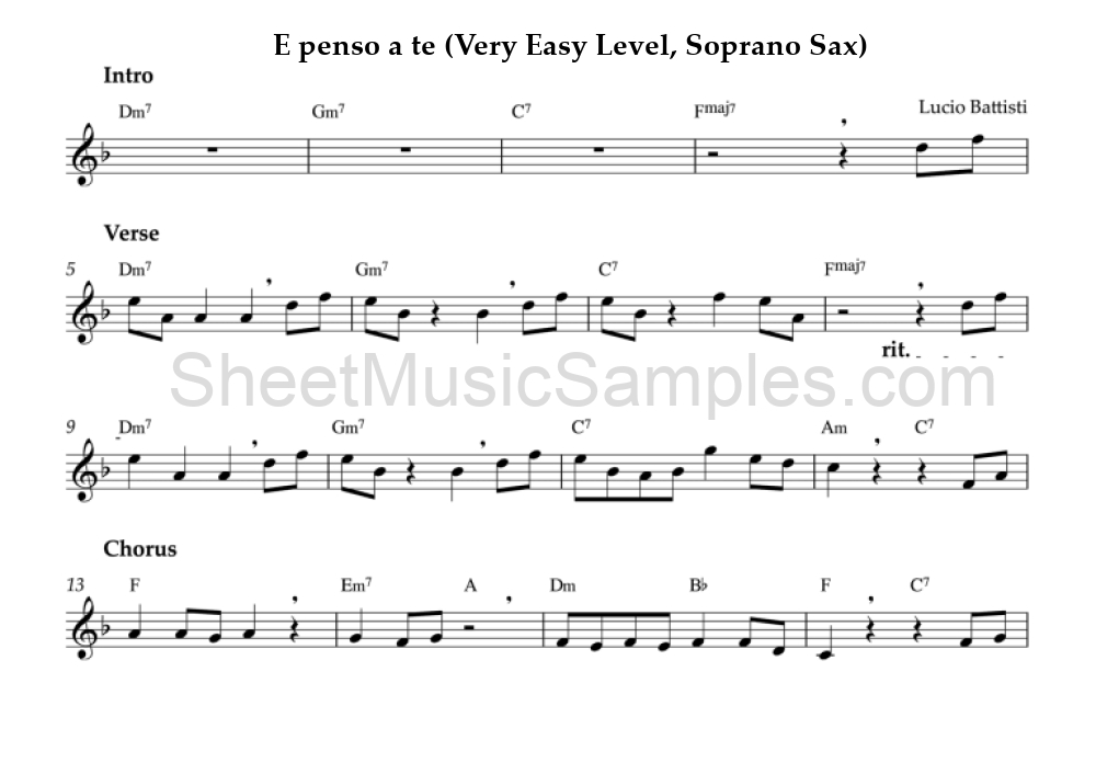 E penso a te (Very Easy Level, Soprano Sax)