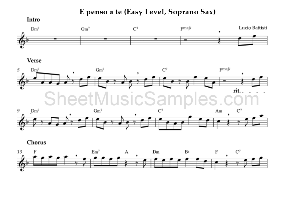 E penso a te (Easy Level, Soprano Sax)