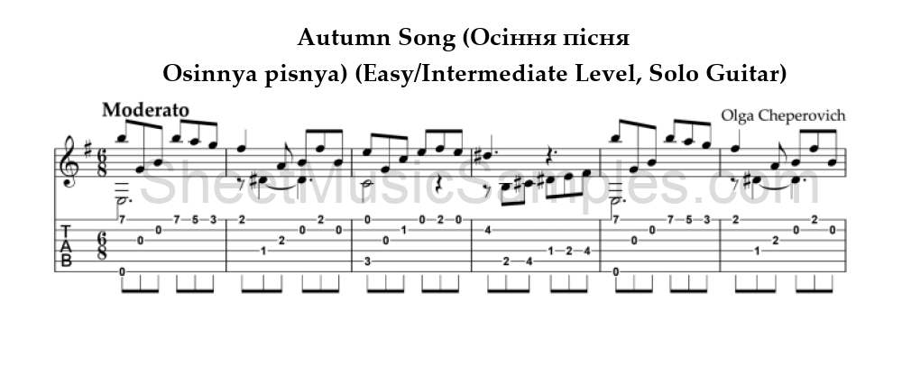 Autumn Song (Осіння пісня - Osinnya pisnya) (Easy/Intermediate Level, Solo Guitar)