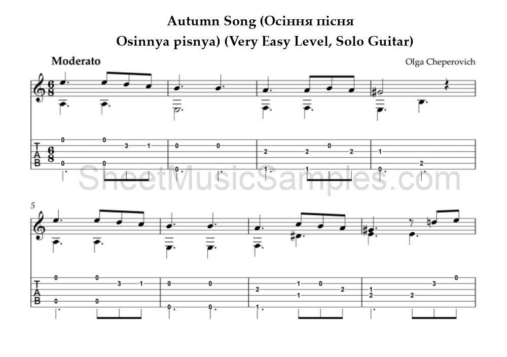 Autumn Song (Осіння пісня - Osinnya pisnya) (Very Easy Level, Solo Guitar)