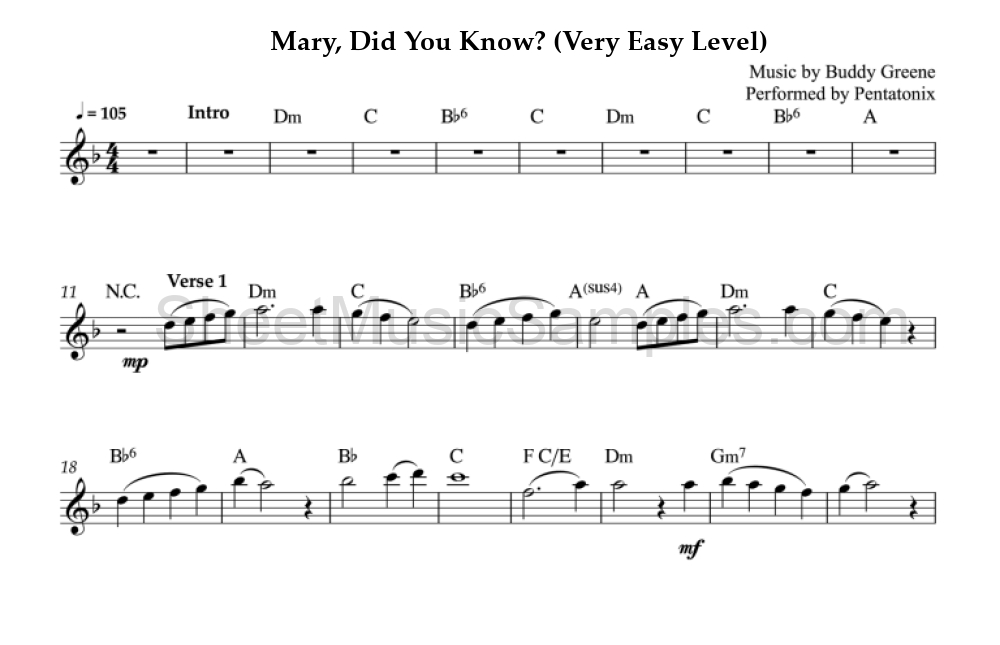 Mary, Did You Know? (Very Easy Level)