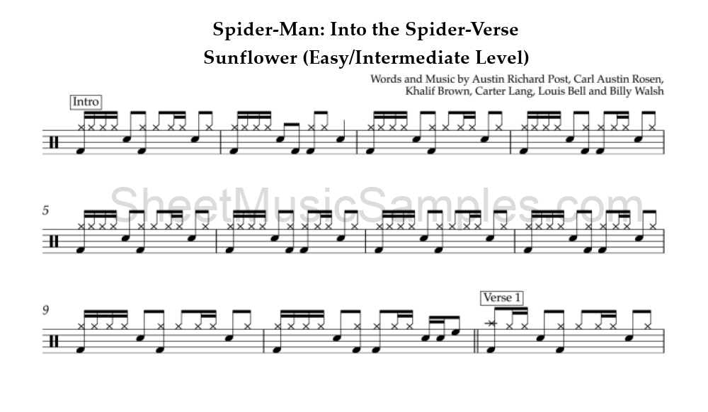 Spider-Man: Into the Spider-Verse - Sunflower (Easy/Intermediate Level)