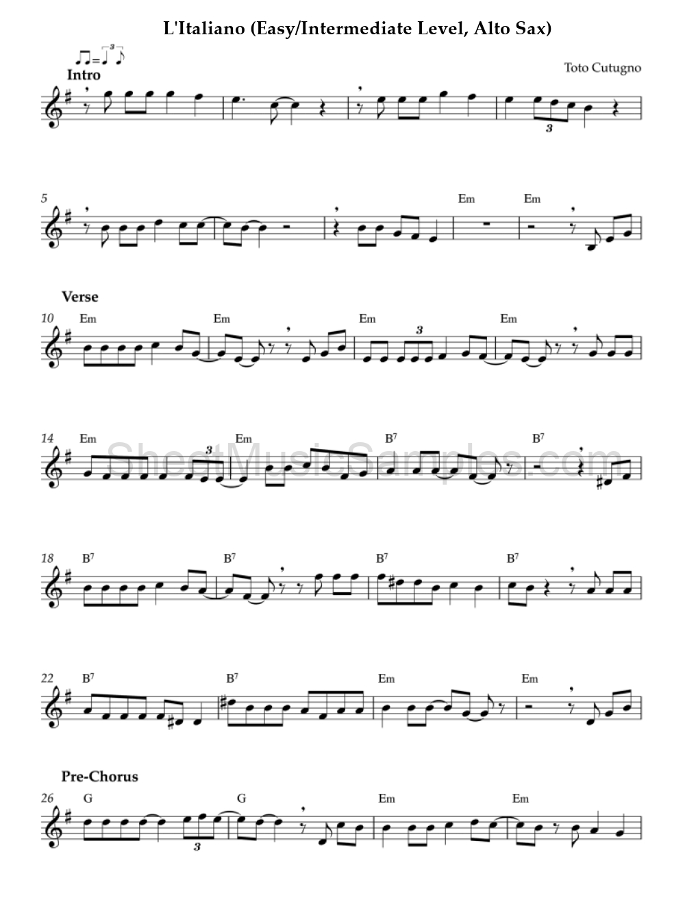 L'Italiano (Easy/Intermediate Level, Alto Sax)