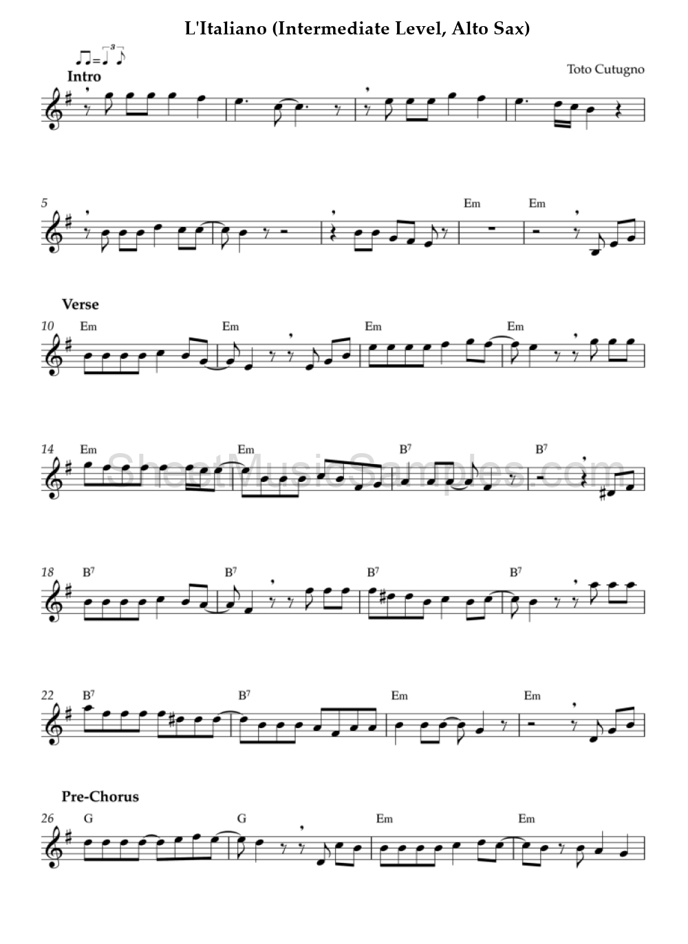 L'Italiano (Intermediate Level, Alto Sax)