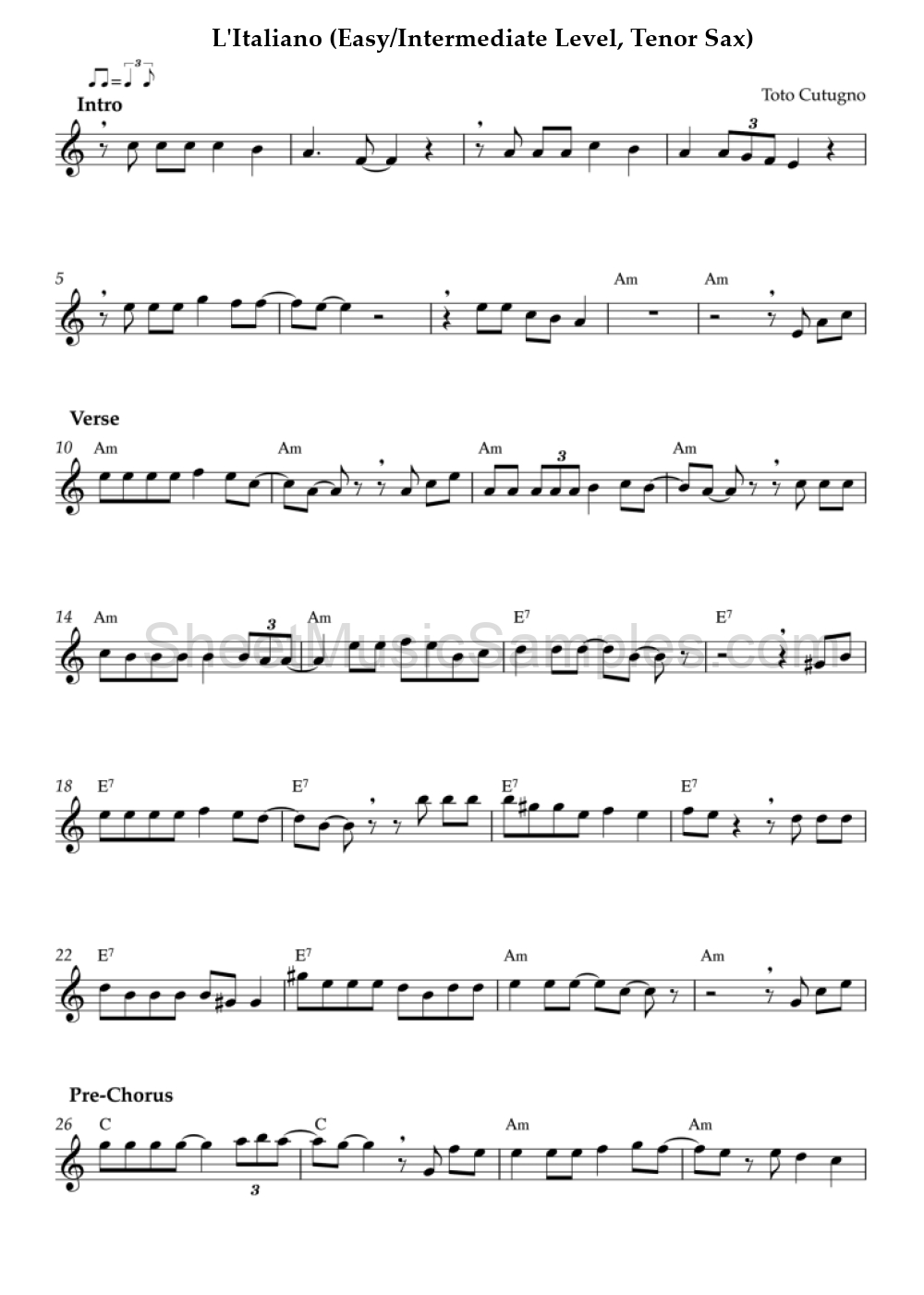 L'Italiano (Easy/Intermediate Level, Tenor Sax)