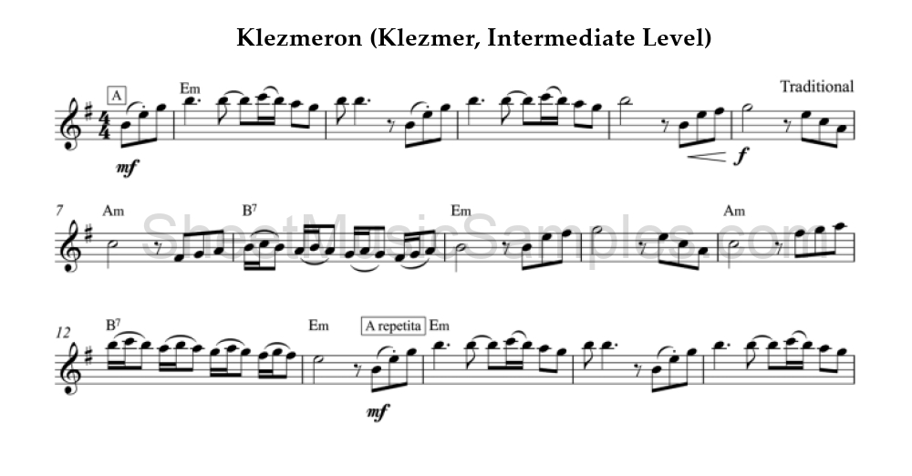 Klezmeron (Klezmer, Intermediate Level)