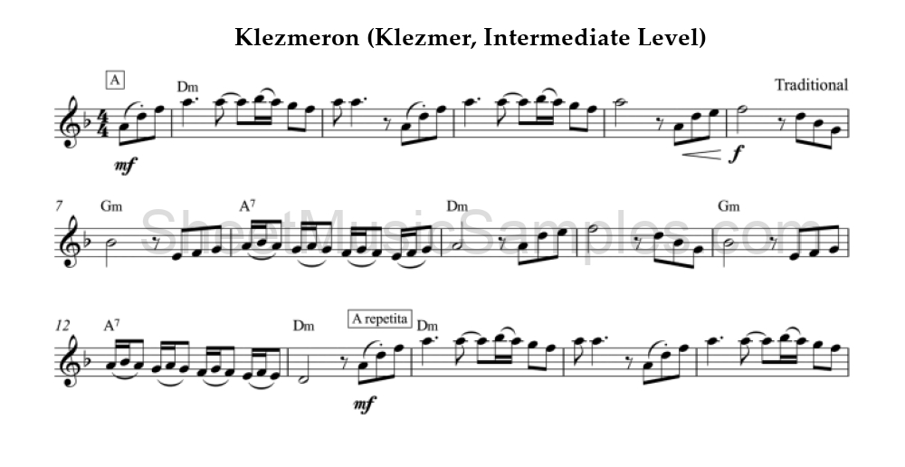 Klezmeron (Klezmer, Intermediate Level)