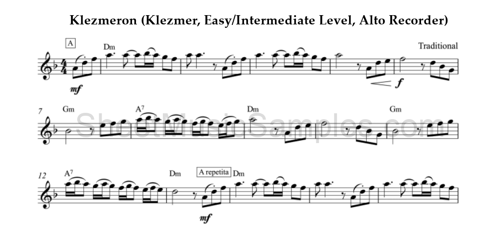 Klezmeron (Klezmer, Easy/Intermediate Level, Alto Recorder)