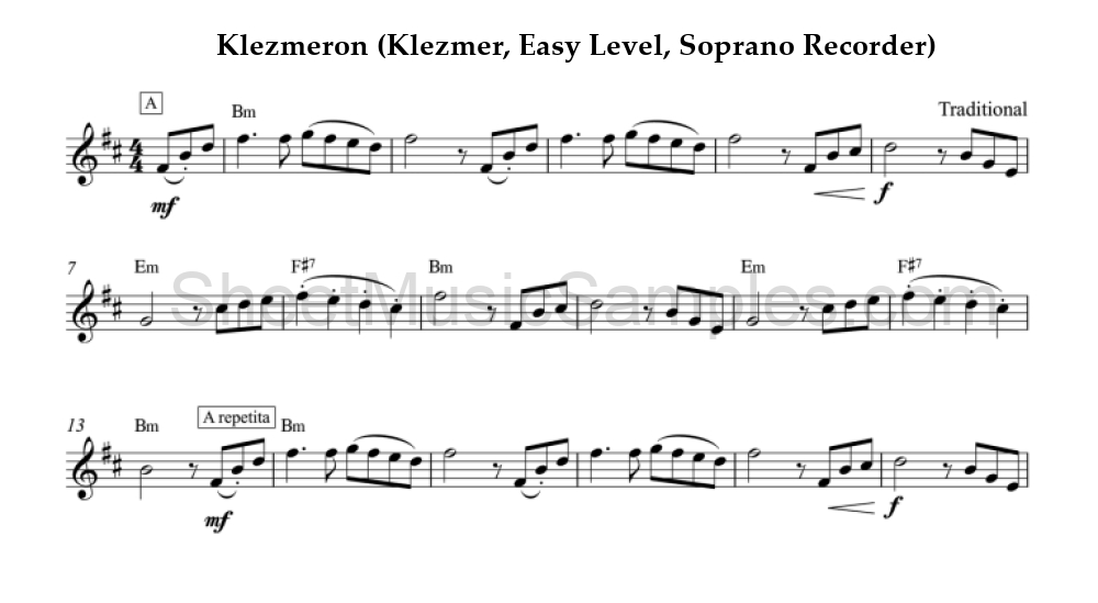 Klezmeron (Klezmer, Easy Level, Soprano Recorder)