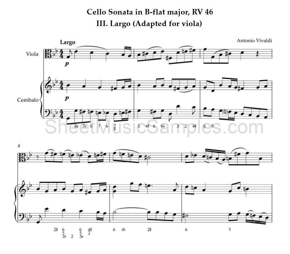 Cello Sonata in B-flat major, RV 46 - III. Largo (Adapted for viola)