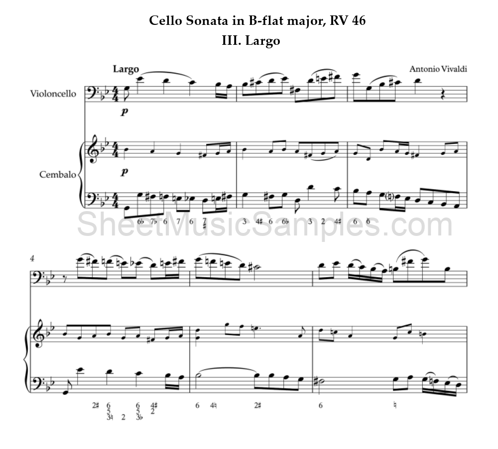 Cello Sonata in B-flat major, RV 46 - III. Largo