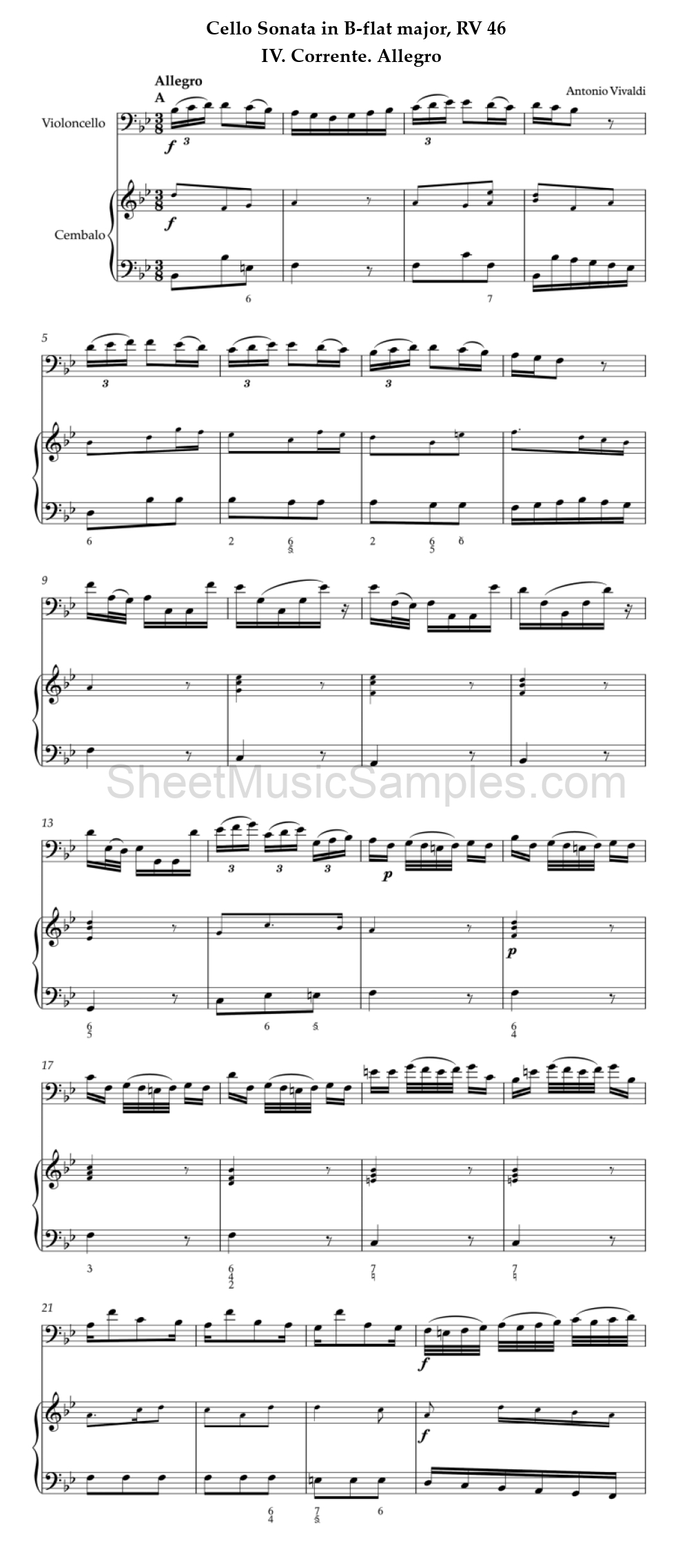 Cello Sonata in B-flat major, RV 46 - IV. Corrente. Allegro