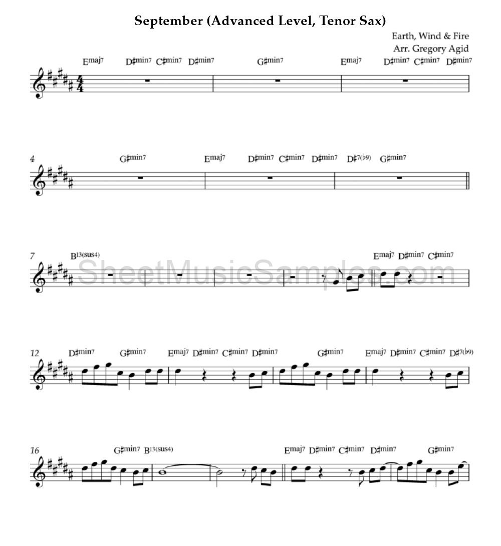 September (Advanced Level, Tenor Sax)