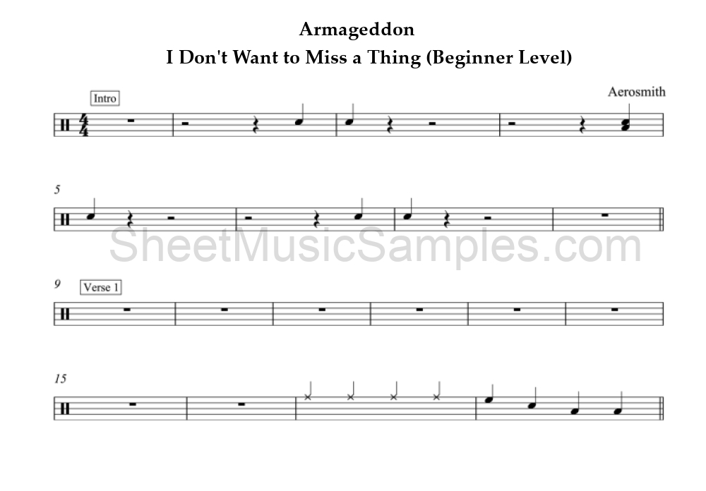 Armageddon - I Don't Want to Miss a Thing (Beginner Level)