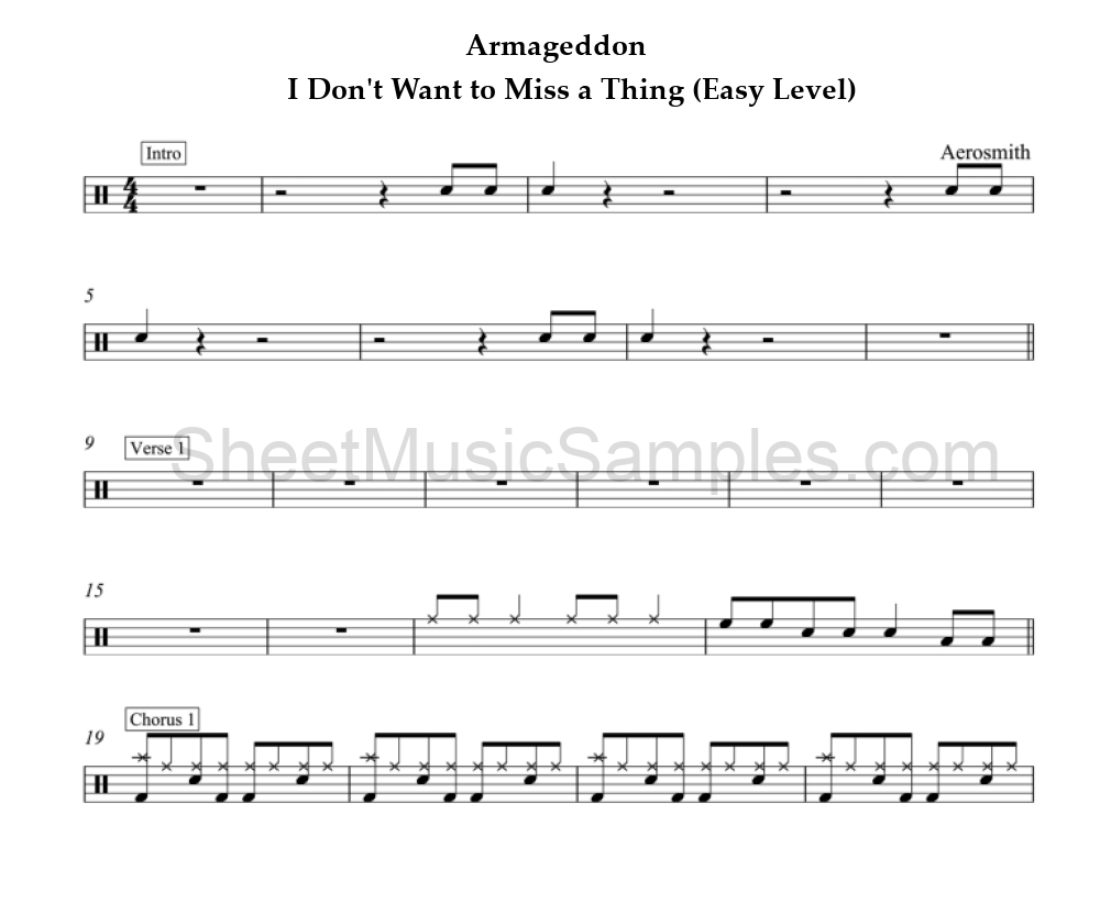 Armageddon - I Don't Want to Miss a Thing (Easy Level)