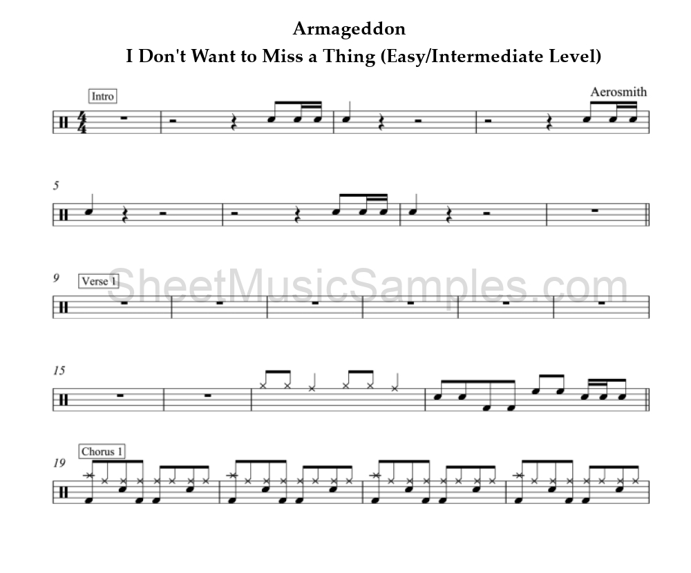 Armageddon - I Don't Want to Miss a Thing (Easy/Intermediate Level)