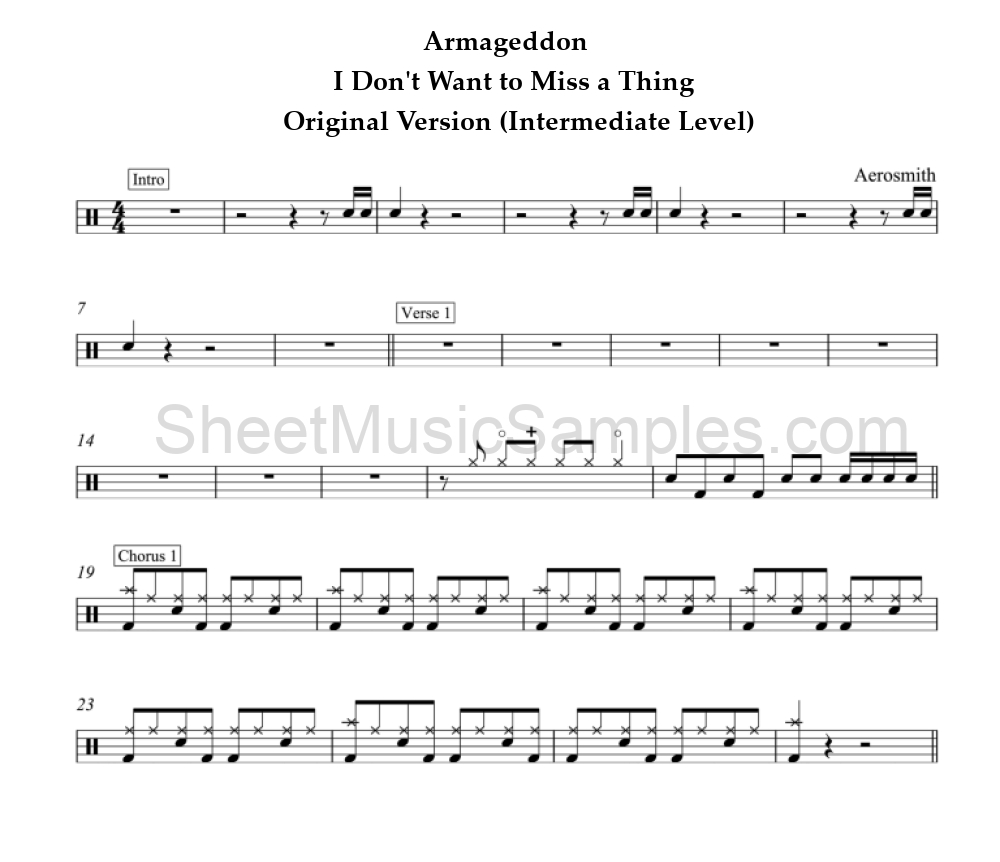 Armageddon - I Don't Want to Miss a Thing - Original Version (Intermediate Level)