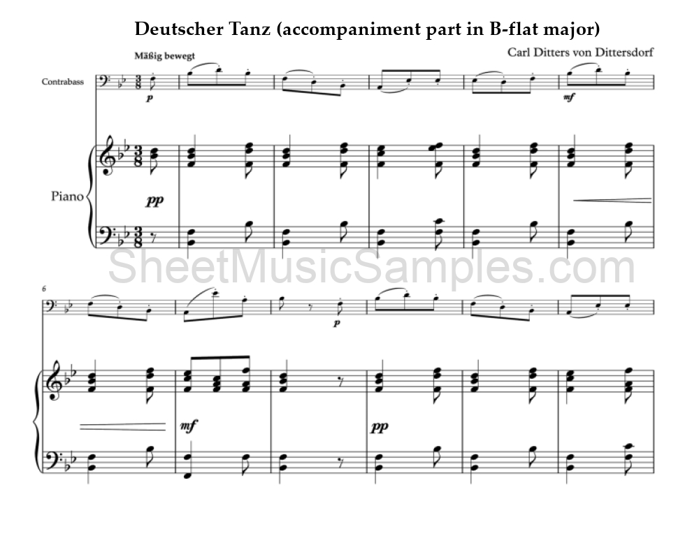 Deutscher Tanz (accompaniment part in B-flat major)