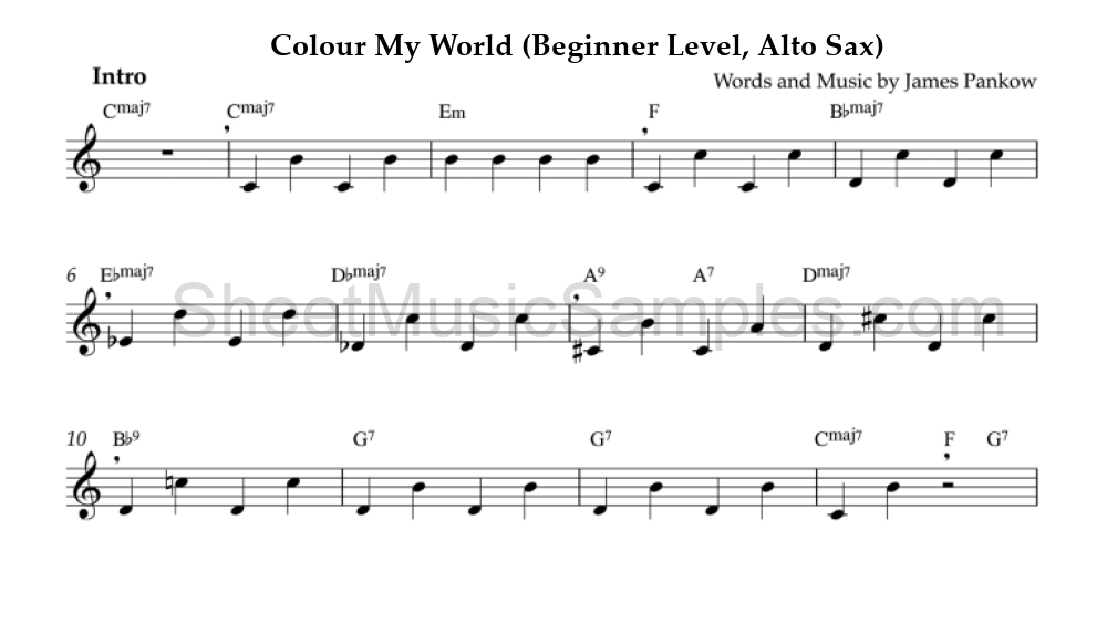 Colour My World (Beginner Level, Alto Sax)