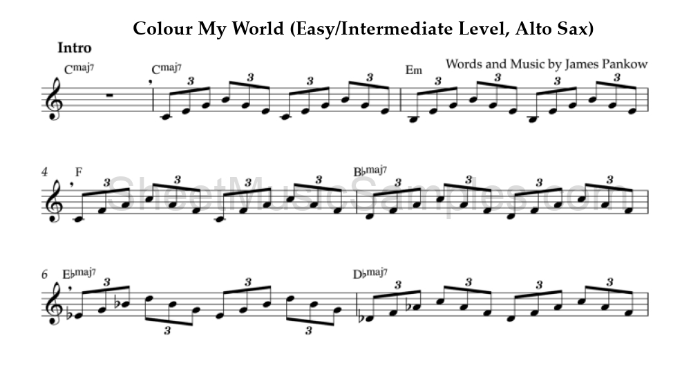 Colour My World (Easy/Intermediate Level, Alto Sax)