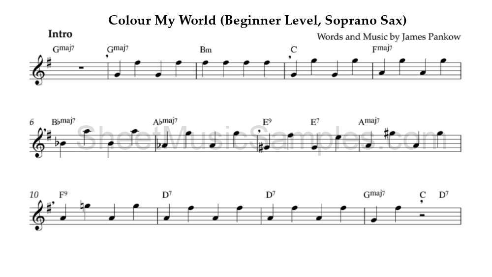 Colour My World (Beginner Level, Soprano Sax)