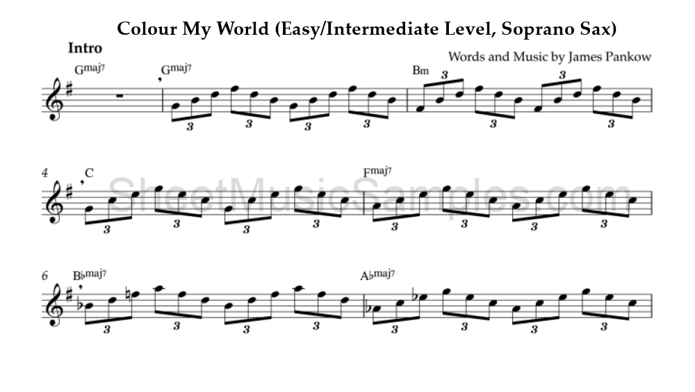 Colour My World (Easy/Intermediate Level, Soprano Sax)