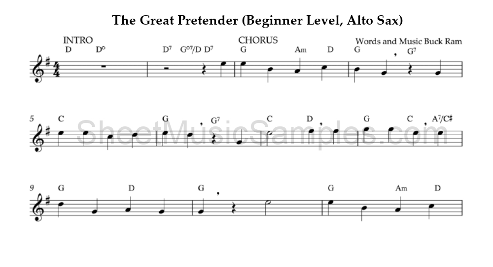 The Great Pretender (Beginner Level, Alto Sax)