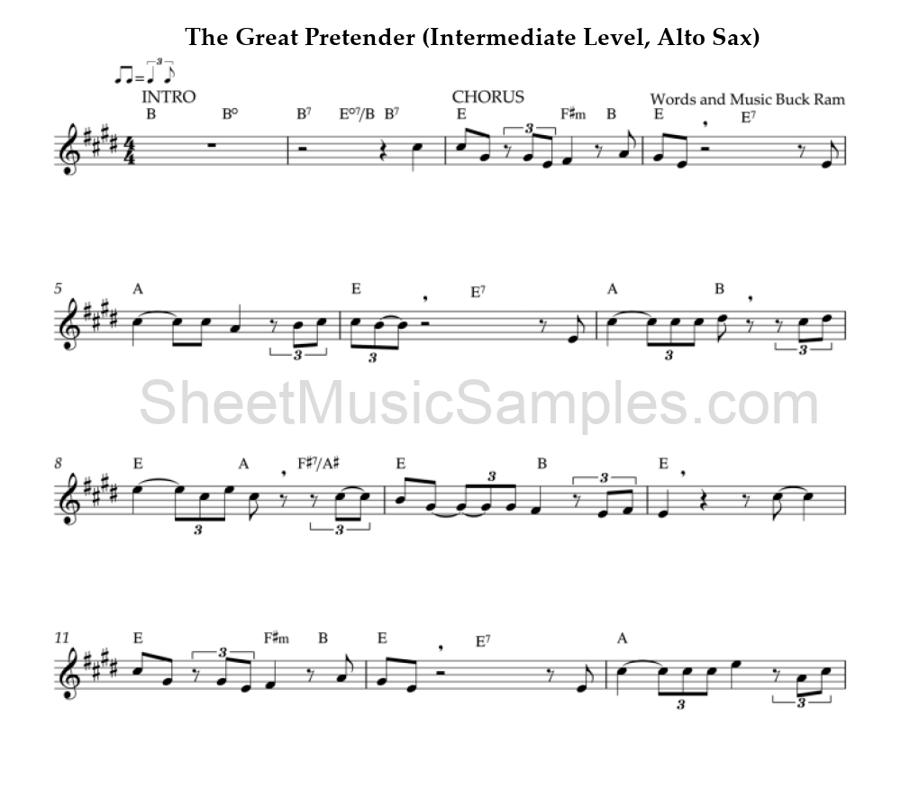 The Great Pretender (Intermediate Level, Alto Sax)