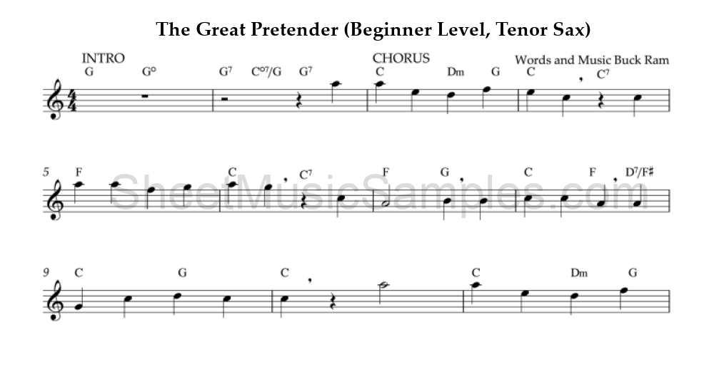 The Great Pretender (Beginner Level, Tenor Sax)