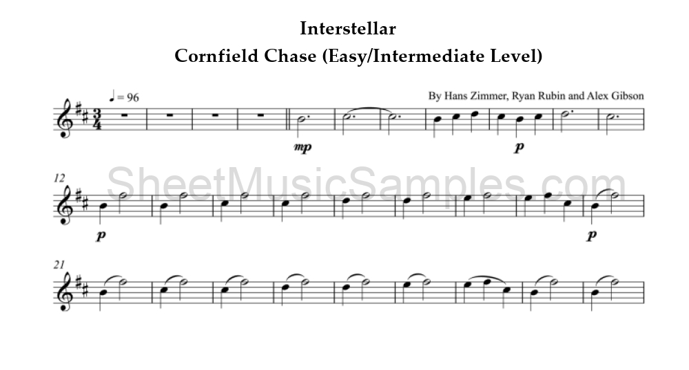 Interstellar - Cornfield Chase (Easy/Intermediate Level)