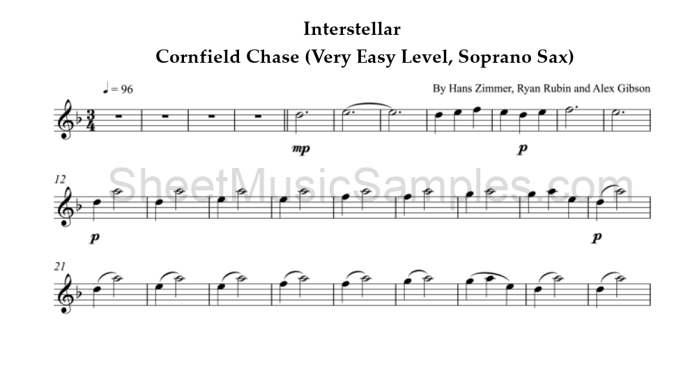 Interstellar - Cornfield Chase (Very Easy Level, Soprano Sax)