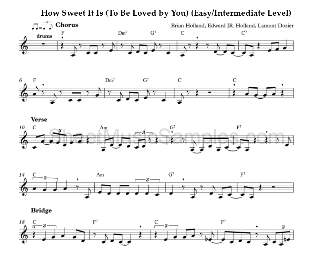 How Sweet It Is (To Be Loved by You) (Easy/Intermediate Level)