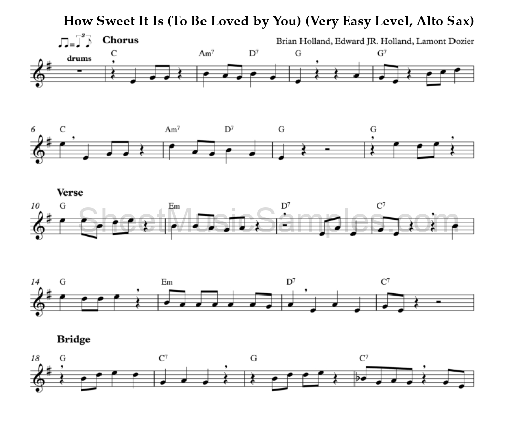 How Sweet It Is (To Be Loved by You) (Very Easy Level, Alto Sax)