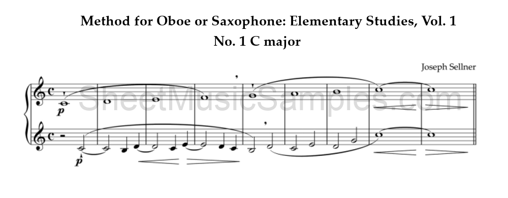 Method for Oboe or Saxophone: Elementary Studies, Vol. 1 - No. 1 C major