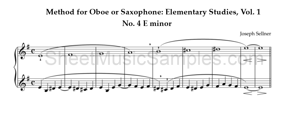 Method for Oboe or Saxophone: Elementary Studies, Vol. 1 - No. 4 E minor