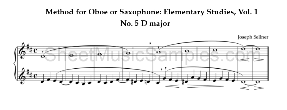 Method for Oboe or Saxophone: Elementary Studies, Vol. 1 - No. 5 D major