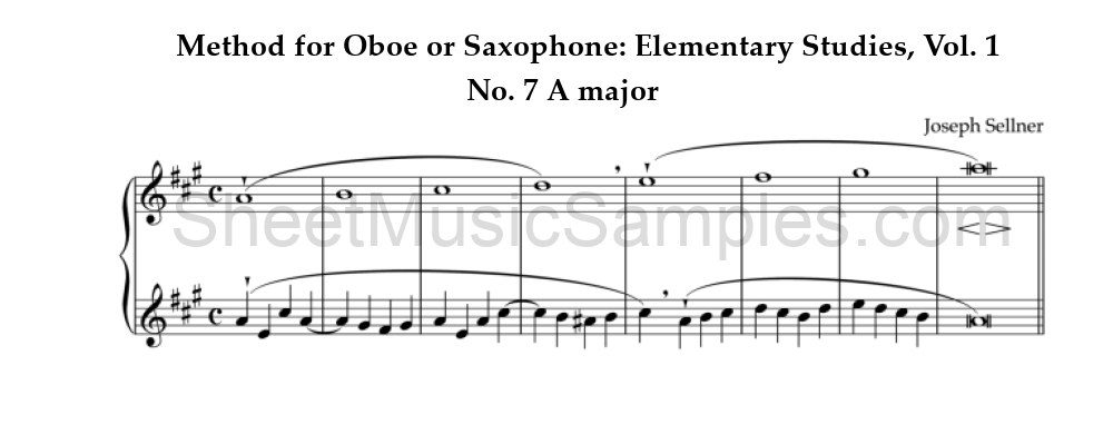 Method for Oboe or Saxophone: Elementary Studies, Vol. 1 - No. 7 A major